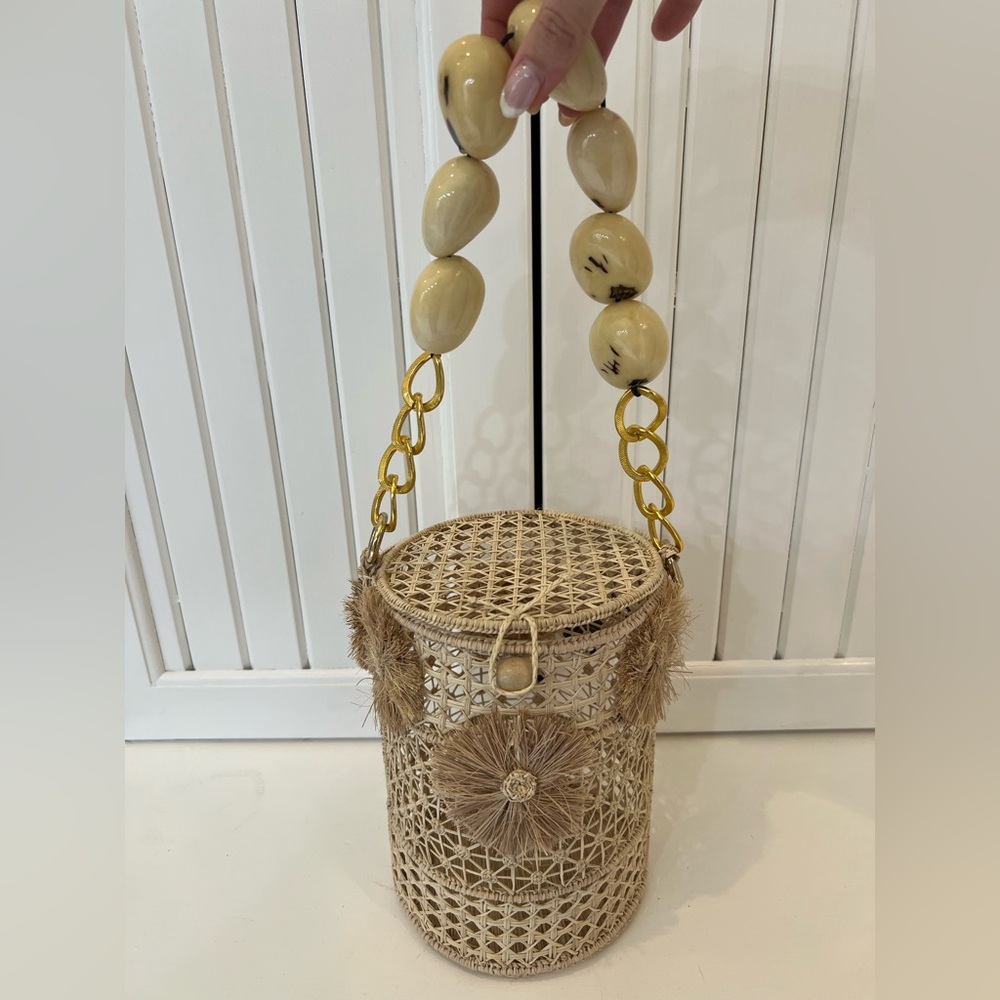 Victoria Dunn Beige and Gold Mini Bag